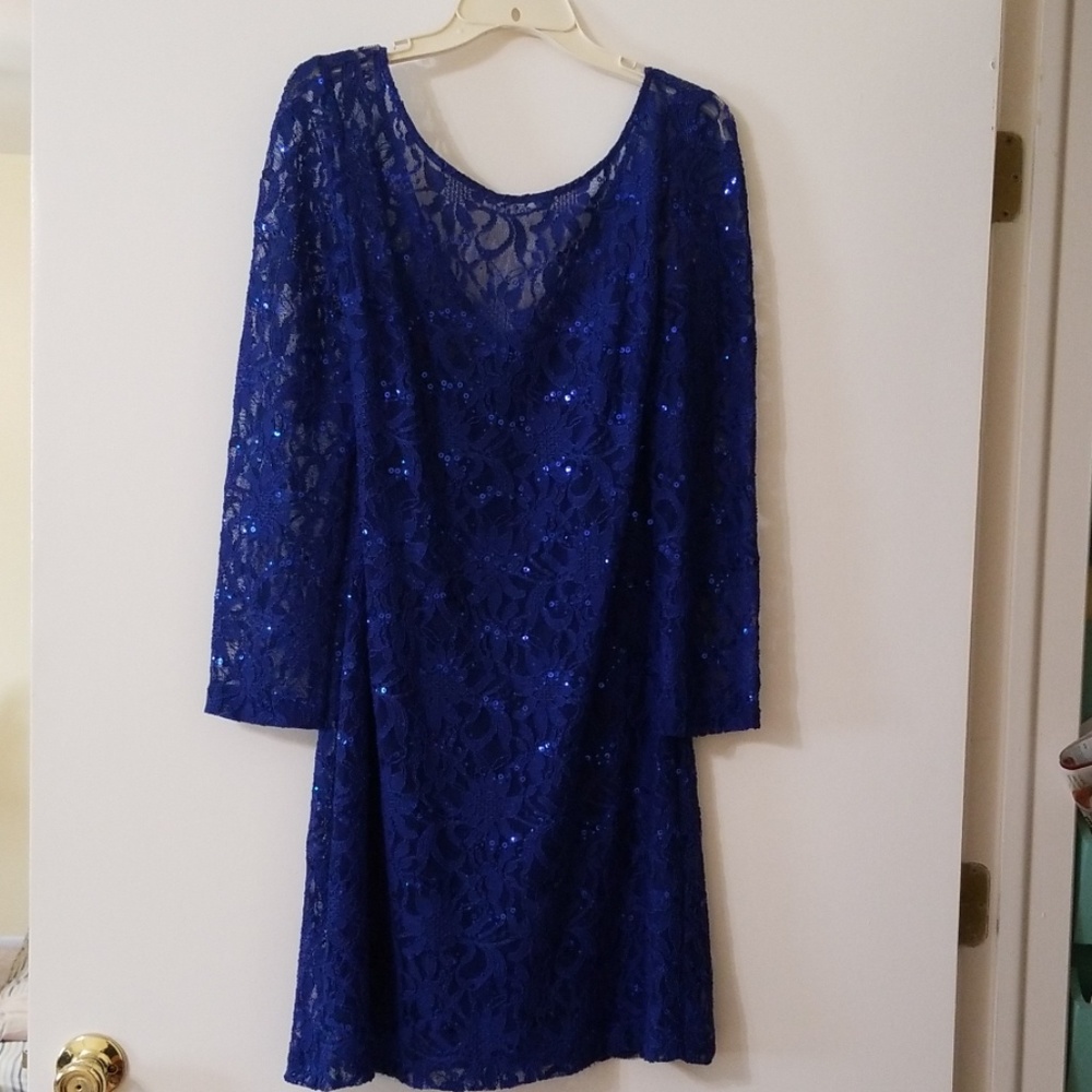 JS Collection Blue Women's Lace and Sequin dress